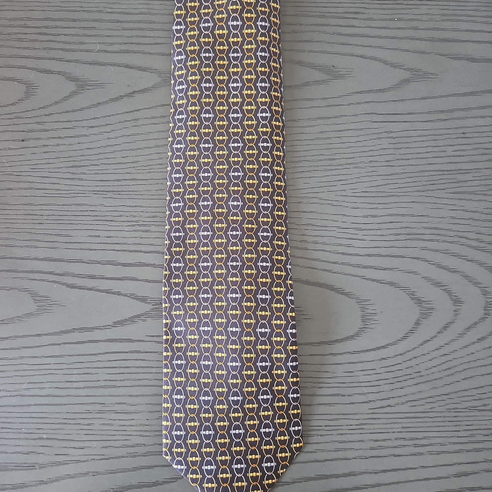 Roberto Botticelli Black Tie with Gold/silver  Linked Pattern